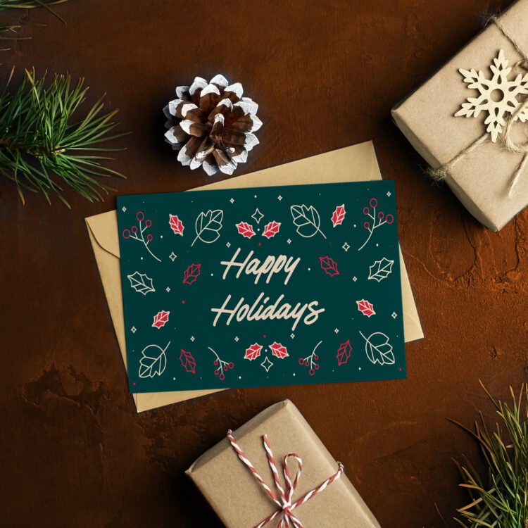 Custom Holiday Card Saying Happy Holidays